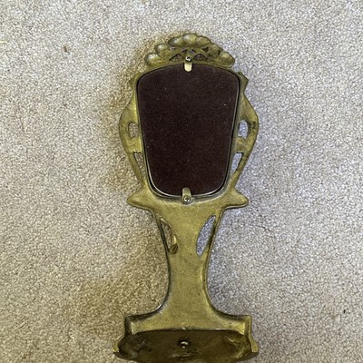Art Deco Cast Brass Mirror Stand with Lady Figurine 11 1/2'' tall Art Nouveau