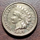 1864 Indian Head Cent Copper Nickel EF XF Details cleaned Civil War Type Coin