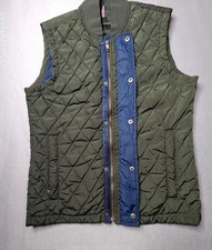 Banana Republic Quilted Full Zip Snap Vest Stand-Up Collar Pockets Green S