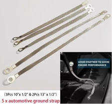 (5Pcs) Braided Tinned Copper Professional Electric Engine Ground Strap Universal