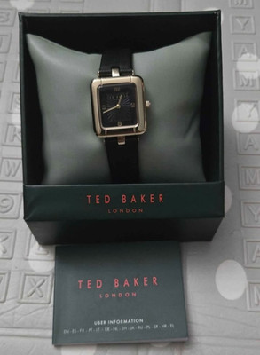 Ted Baker Women s Square Dress Watch Quartz Black Dial Gold Case Leather Strap