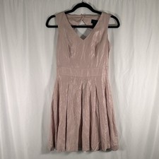 Banana Republic Linen Mini Dress Women's 2 Pink V-neck Sleeveless Zip Back