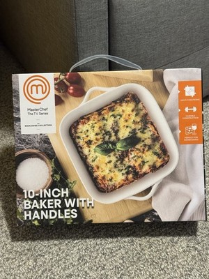 MasterChef White Ceramic Square Baker with Handles 10-Inch Durable