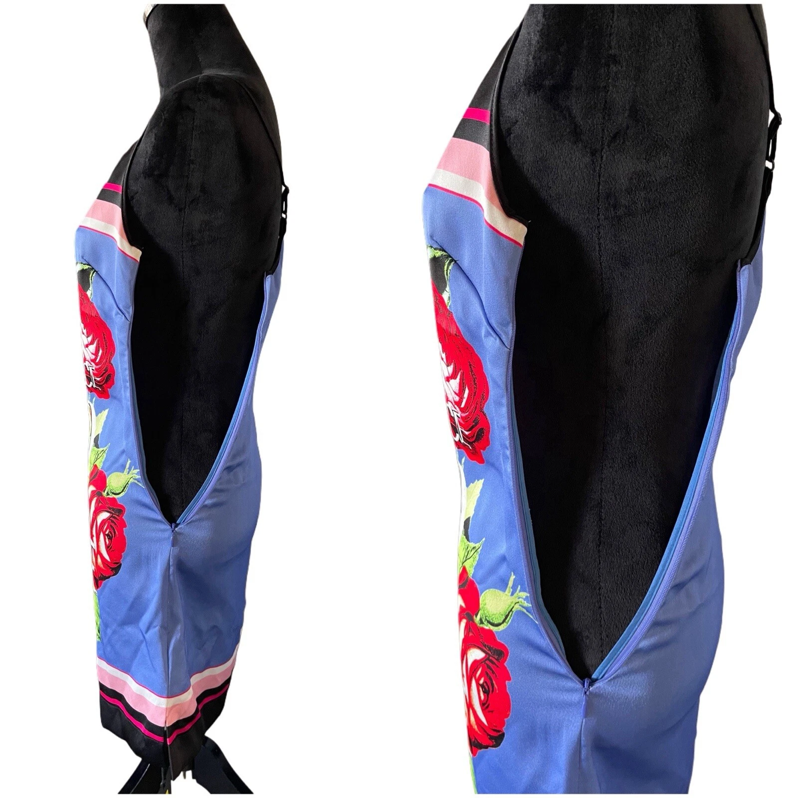 Versace Jeans Couture Mini Abito Blu Poliestere Stampato Raso Taglia 0 Auth