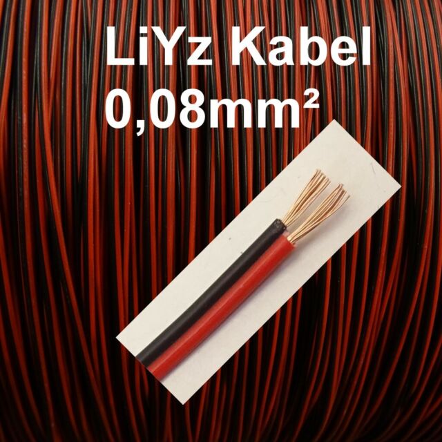 LiYz Kabel 0 08mm² Rot Schwarz Zwillingslitze 2-adrig länge 1m 10m 20m wählbar