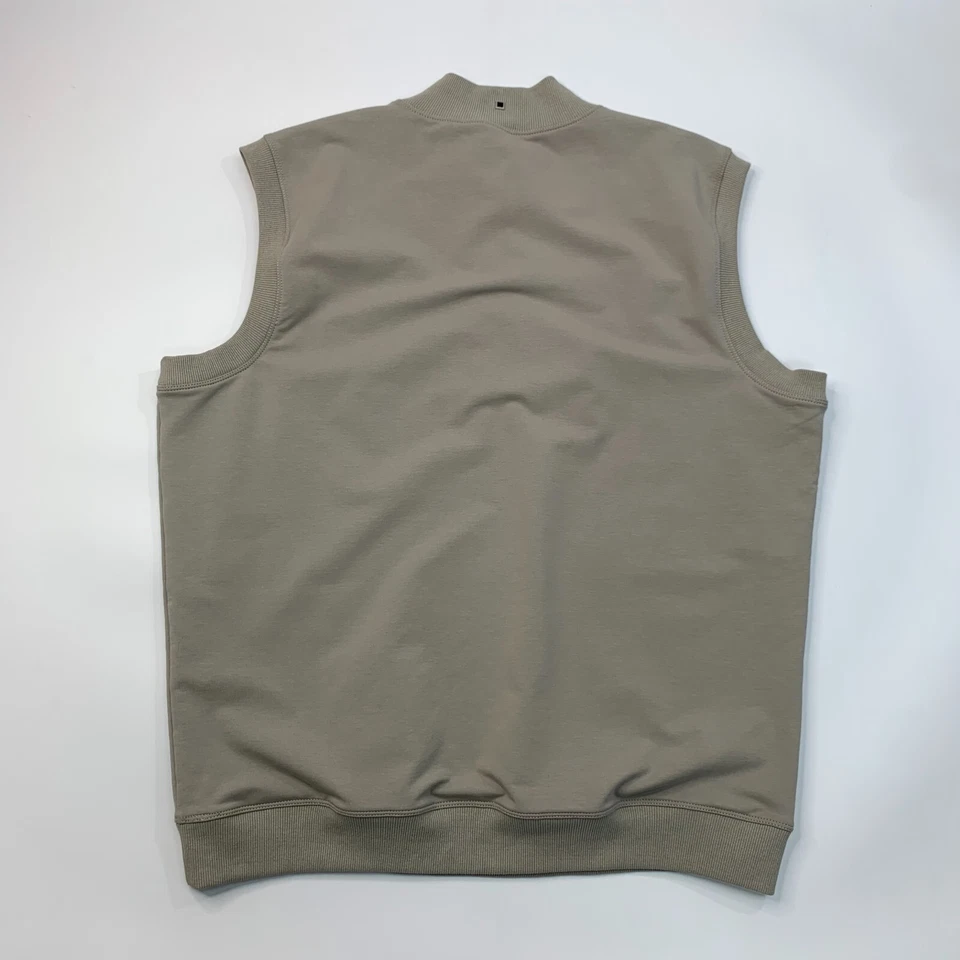QED Style Golf Vest Mens XL Extra Large Storm Beige Quarter Zip Cotton Blend - Image 3 of 4