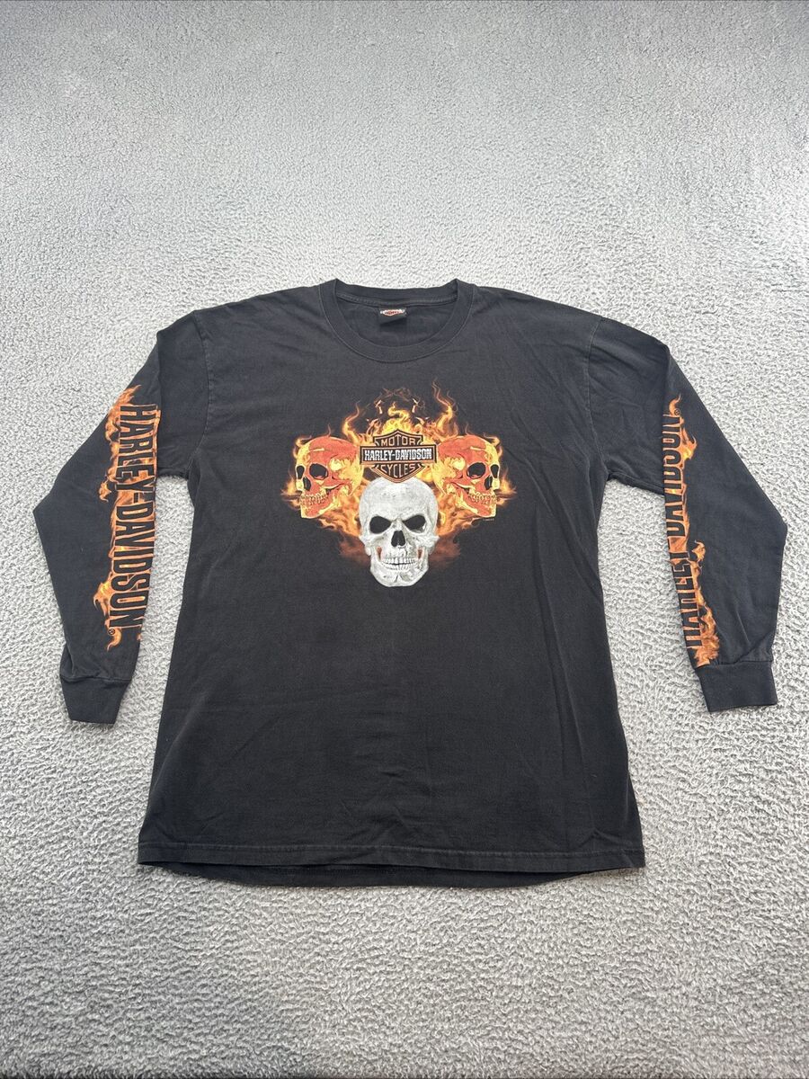 Vintage Y2K Harley Davidson Skulls Skeleton Flaming Fire Vintage Y2K Harley Davidson Skulls Skeleton Flaming Fire