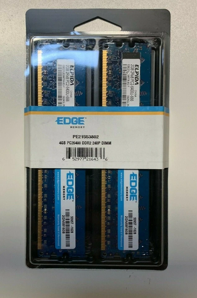 4 GB DDR2-800 PC2-6400 U 666-12 EDGE 2X2GB NONECC PC MEMORY MHZ 240 PIN - Image 2 of 4