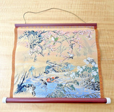 Traditional Japanese Woven Silk Tapestry Wall Decor Japan