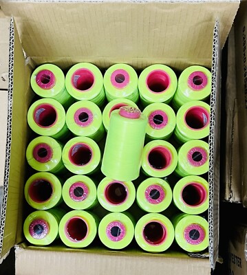 50 Big Spools Neon Lime Serger Overlocker Quilting Sewing Thread T27 S/2 Quality