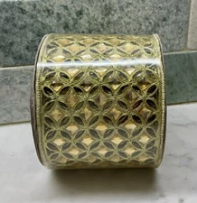 1 Roll Of Farrisilk Metallic Gold Jeweled Lattice Wired Ribbon 4" X 5 YDS New