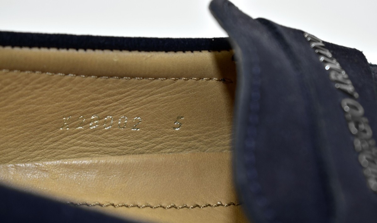 C0 Auth GIORGIO ARMANI Navy Suede Logo Strap Driving Loafer Shoes Size 5 EMPORIO ARMANI Footwear | Navy Men main image 3