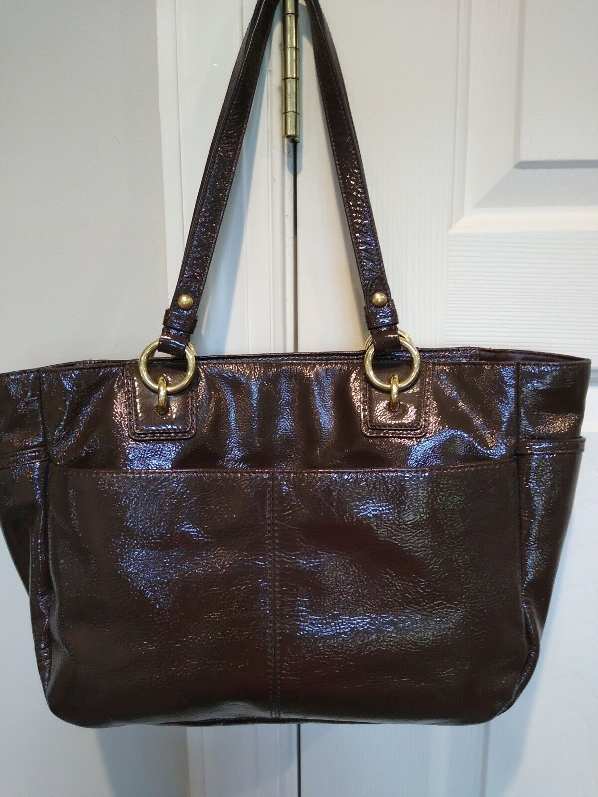Coach Gallery Shoulder Bag Womens  Brown Patent L… - image 5