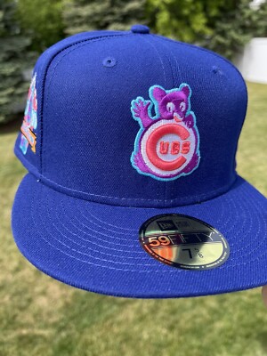 New Era 59Fifty Chicago Cubs Fitted Hat Size 7 5/8 Aqua UV 1990 ASG Side Patch