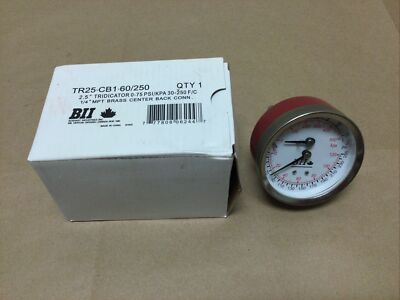 NEW BOSHART TR25-CB1-60/250, 2.5  TRIDICATOR 0-75 PSI/KPA 30-250 F/C, FREE SHIP