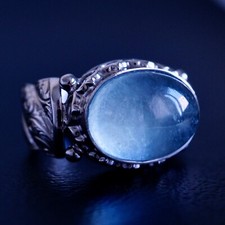 Silver Handmade Mens Ring Aquamarine natural gemstone Solid Sterling 925 Jewelry