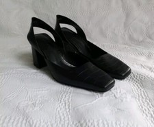 Charles Keith Women's Black Croc Leather Mary Jane Strappy Heels~Size UK 3EU 36