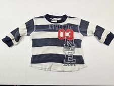 Little Rebels Striped White Blue Size 12 Months Tshirt
