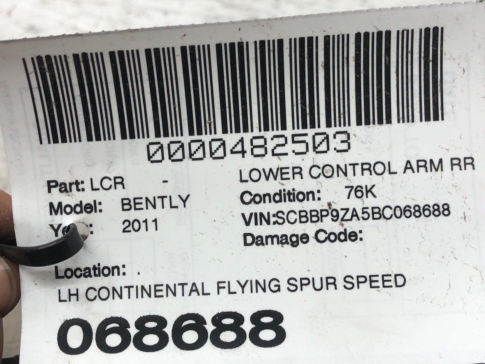 2006-2012 BENTLEY CONTINENTAL OEM LH LEFT REAR LOWER CONTROL ARM