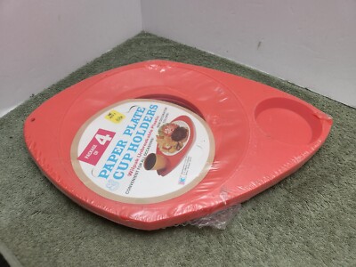Wilpak Plastic Paper Plate Cup Holders Sealed Orange Vintage Set of 4