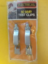 2 Vintage Hollywood Accessories Steel Zinc Plated Test Clips 50amp 4 1/2" Long