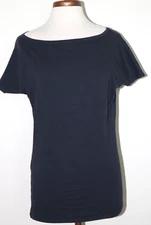 Women's Top Moda International Navy Blue  Batwing Sleeves 100% Cotton Size Small