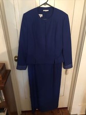 Henry Lee Mother of the Bride Sapphire Blue Sheath Dress  Jacket Size 8 NWT