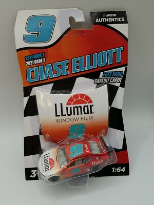 2021 CHASE ELLIOTT #9 LLUMAR FILM NASCAR AUTHENTICS WAVE 5 1/64 CAR W/HOOD 