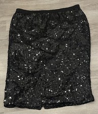 Vintage Black Sequin Beaded Silk Skirt By Sarin Size Small Party New Years