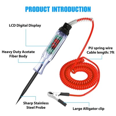 Automotive Circuit Tester Pen - 6-12V Fuse & Electrical Current Tester With Light