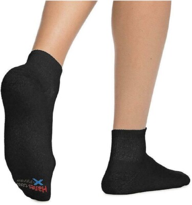 Hanes  Men's X-TEMP Black Ankle Socks 4-Pack '' Arch Support & Active Cool'' 516/4
