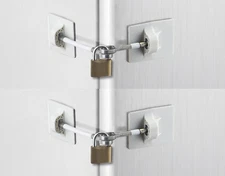 Paquete de 2 Cerraduras Refrigerador Paquete de 2 Blanco Con Candado Con Llave