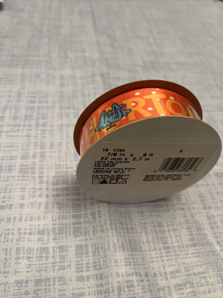 ARTS & CRAFTS RIBBON 100% POLYESTER DR SEUSS HORTON HEARS A WHO 7/8 IN X 9 FT - Image 4 of 4