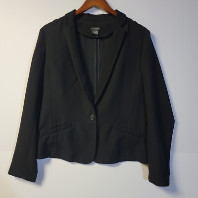 Ann Taylor Blazer Women Black Button Formal Business Feminine