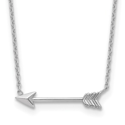 Real 14kt White Gold Polished Arrow Necklace; 17 inch
