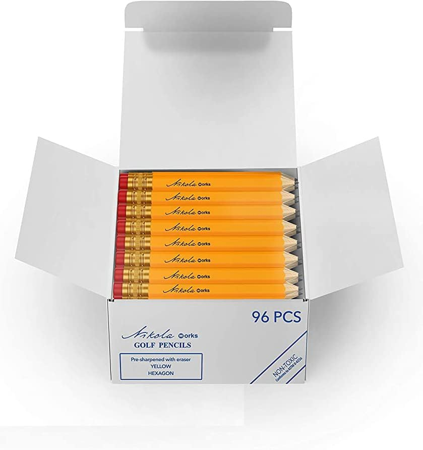 Mini Golf Pencils with Erasers 96 Count Pre-Sharpened #2 HB Hex Bulk Pack-image