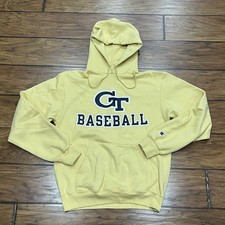 Champion Georgia Tech Yellow Jackets Baseball Hoodie NCAA Logo Gold Mens Medium