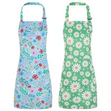 2 Pack Kids Apron, Cute Floral Aprons, kids Aprons for Cooking Waterproof Art