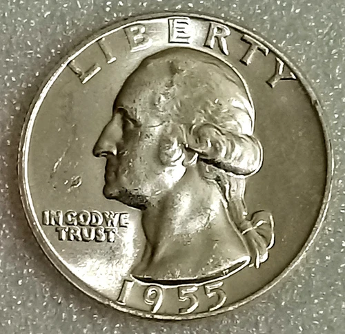 🟅 UNC 1955 90% Silver Wash. Quarter 25¢ - 71-Year-Old Coin