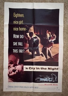 A Cry in the Night 1956 Movie Poster 27x41 Film Noir Edmond O'Brien
