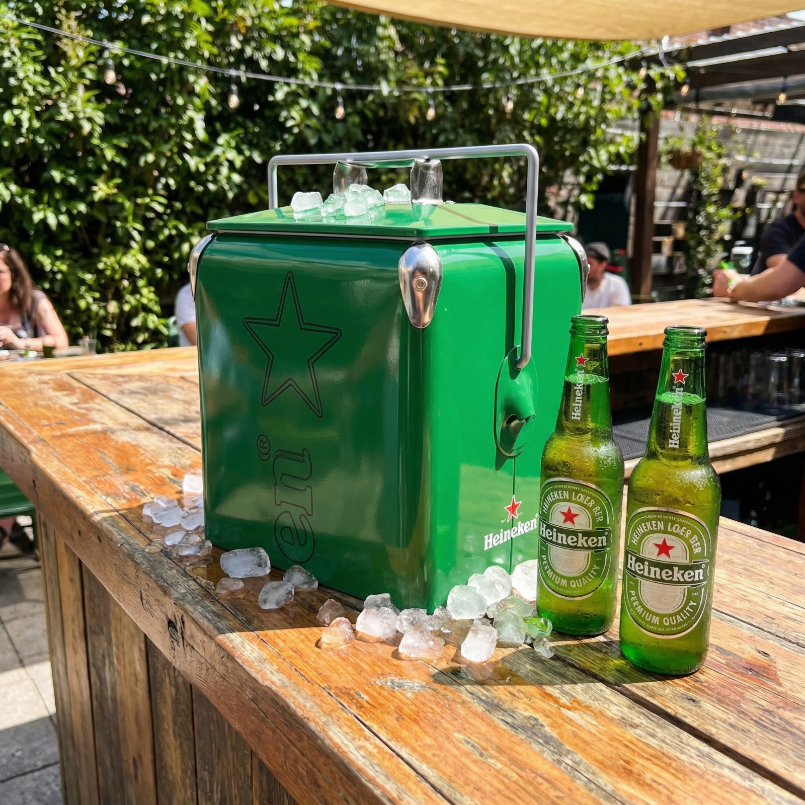 Heineken Retro Metal Cooler 14Qt 18-Can Green Ice Chest Vintage Beer Bucket Gift