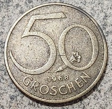AUSTRIA 🇦🇹 FIFTY (50) GROSCHEN COIN 1968
