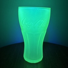 Rare Vintage Coca Cola Green Glass Cup ARC Possibly German Promotion Glows In UV