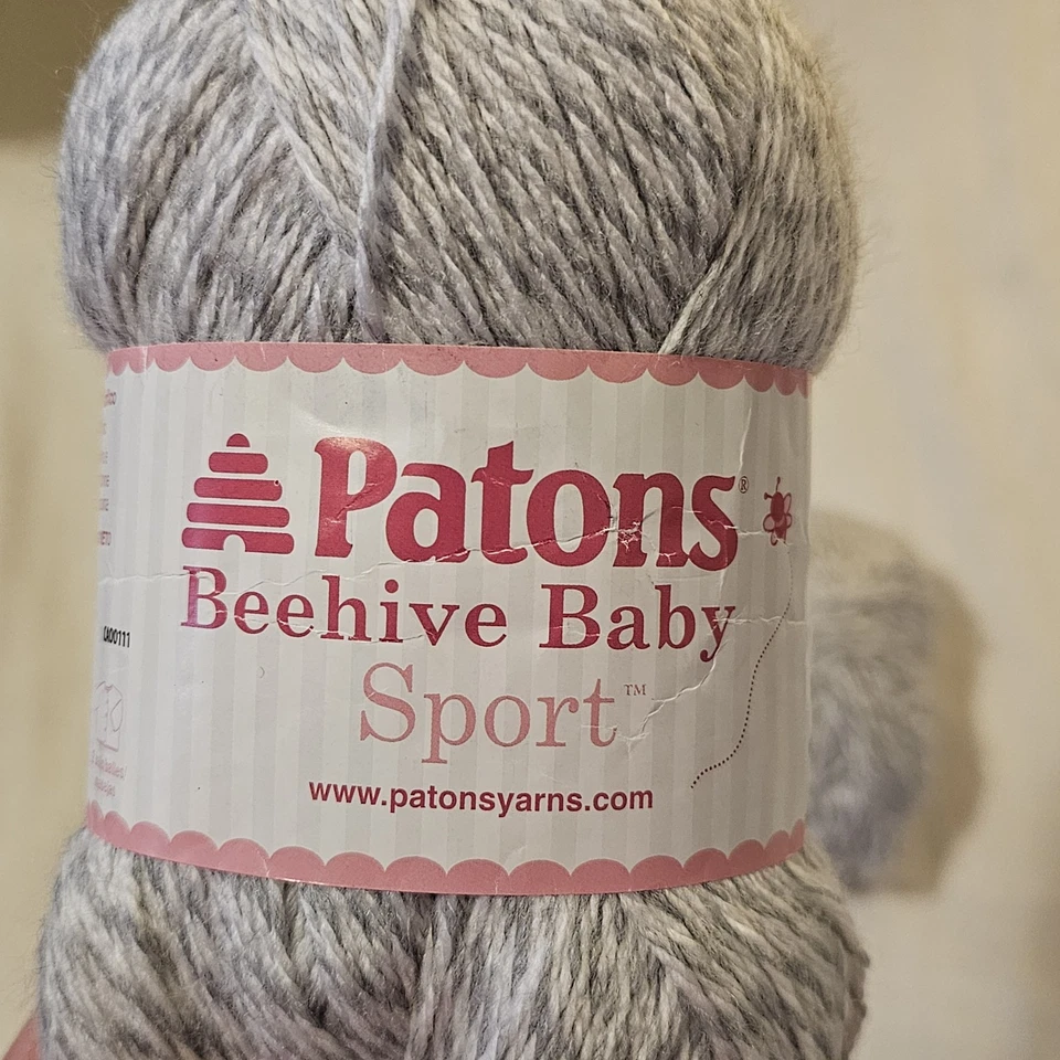 1+ Skeins Patons Beehive Baby Sport Yarn Baby Grey Marl Discontinued Colorway - Image 2 of 4