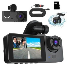 4K Dual Dash Cam Front  Rear with Night Vision, GPS, 32GB Storage Capacity