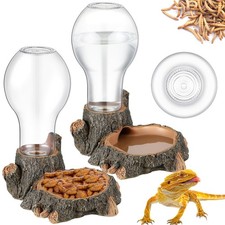 2 Pcs Automatic Reptile Water Dispenser 13.5 oz Large Bearded Dragon Water Bo...