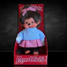 8" Large Monchhichi Doll - Girl Pretty in Pink - Authentic Monkey Plush, NWT