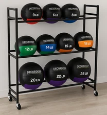 Medicine Ball Rack,Heavy Duty Rolling Med Ball Holder Slam Balls Organizer Wall