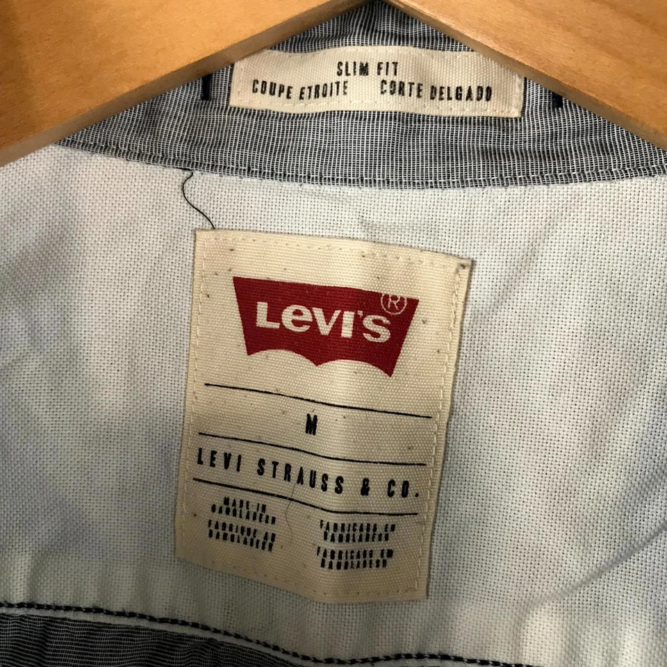 Levi's Chemise Homme L tag M Gris 100% Coton Manches Longues Coupe Slim Boutonné - Photo 2/4