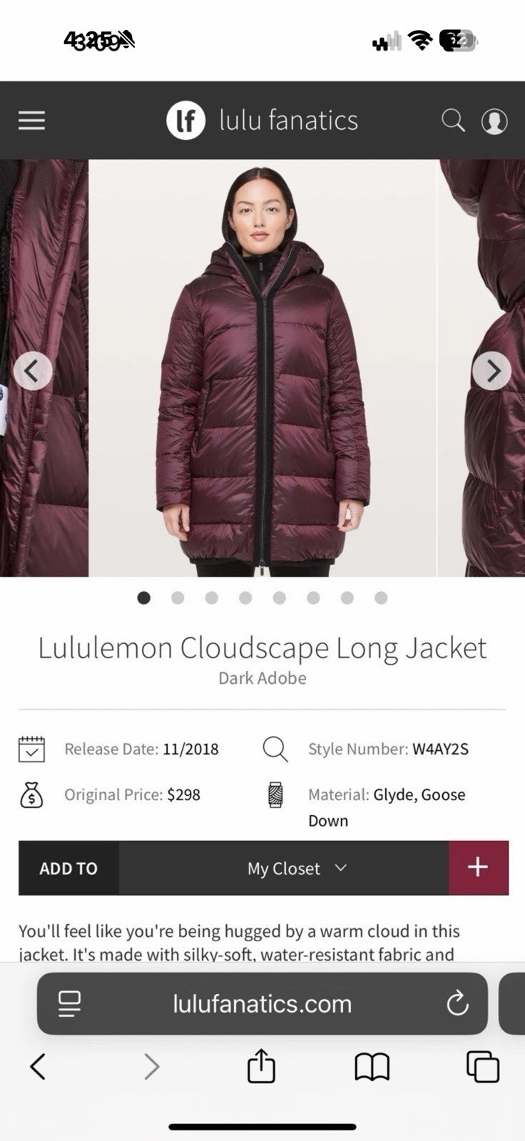Lululemon Cloudscape Long Jacket Size 6 Dark Adobe - image 3